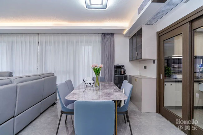 106㎡四居，簡約與色彩的和諧搭配，合理軟裝布局實用性拉滿